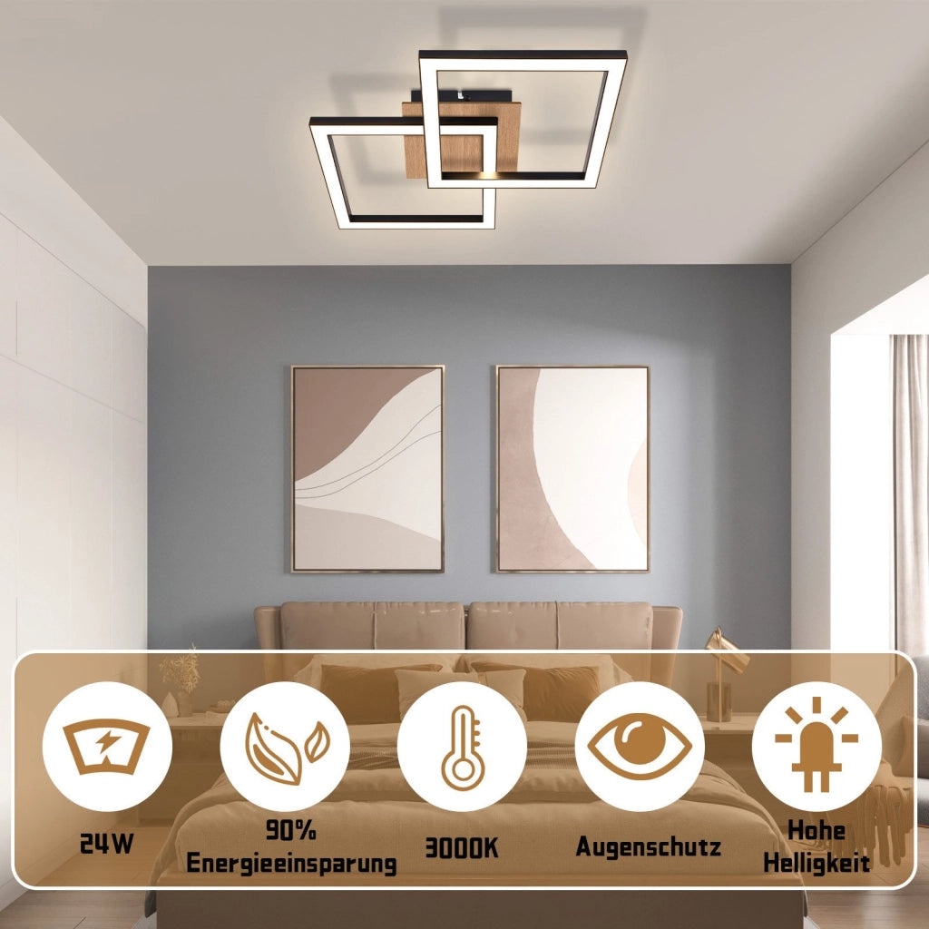 ZMH Lampada da soffitto LED Moderna 24W Retro Luce Calda per Soggiorno Cucina Ingresso