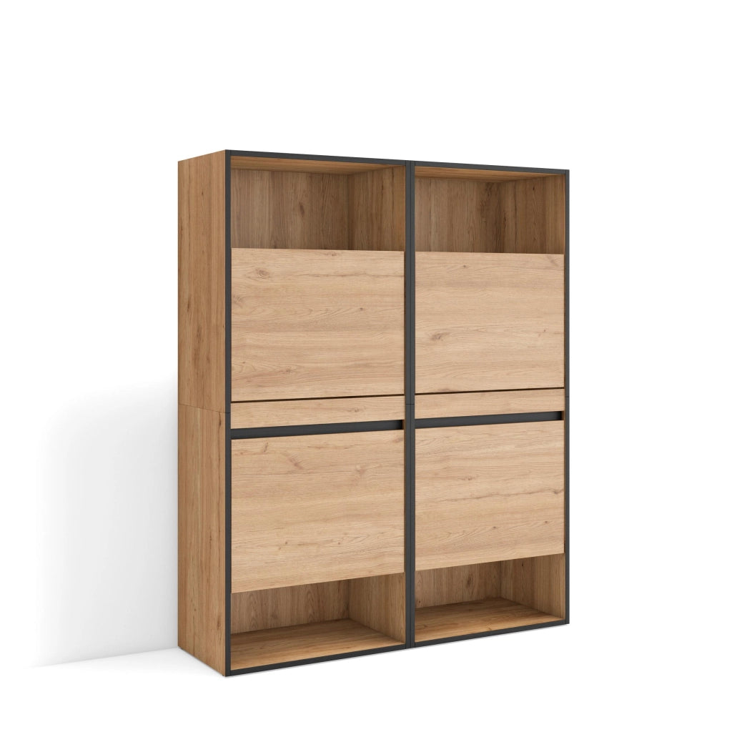 Scarpiera, 120x35x145cm, Camera da letto, Armadio, colore Rovere RF3543