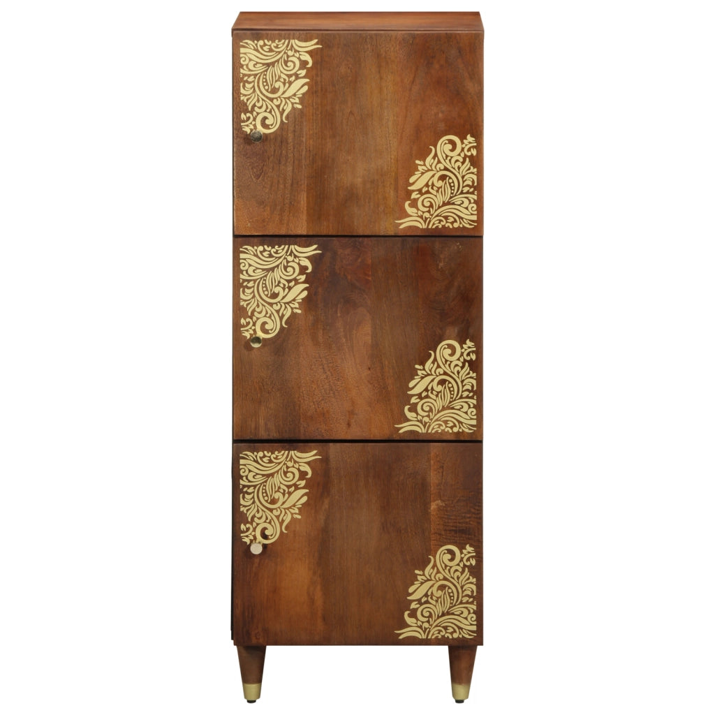 Credenza alta Miele con accenti oro Legno massello di mango