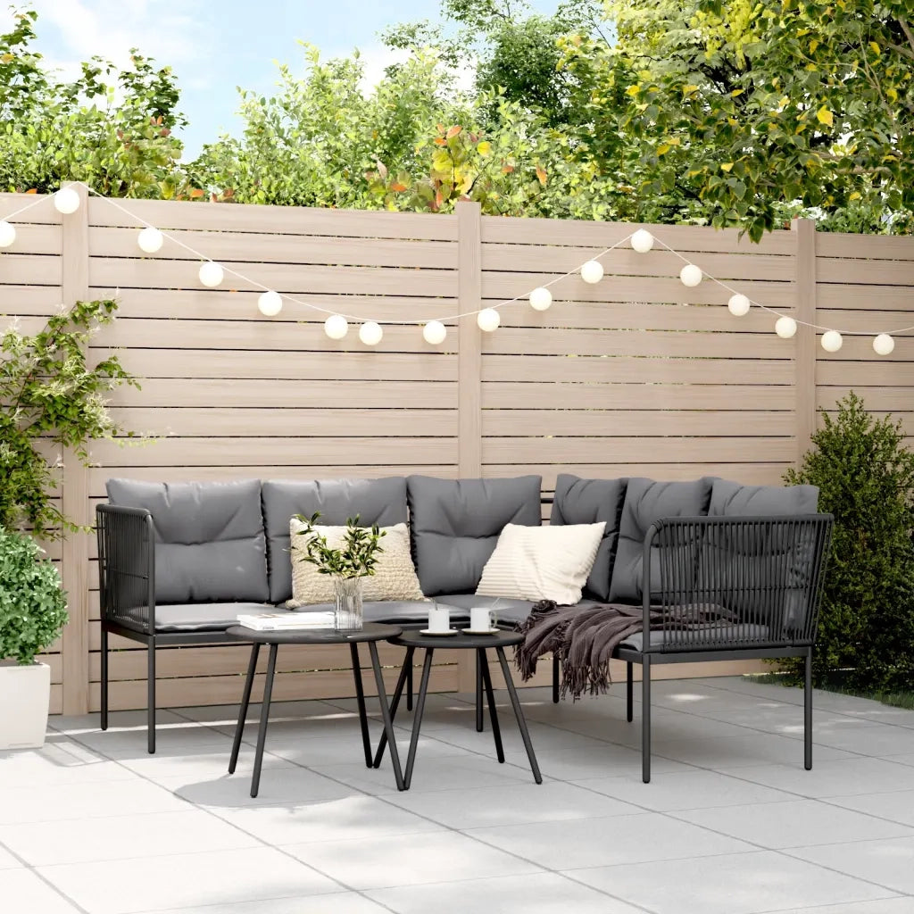 vidaXL Set Divano da Giardino con Cuscini Nero Acciaio e Textilene