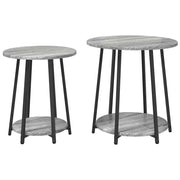 Set tavolini con lo scaffale 2 pz | Tavolo laterale Grigio Sonoma e Nero
