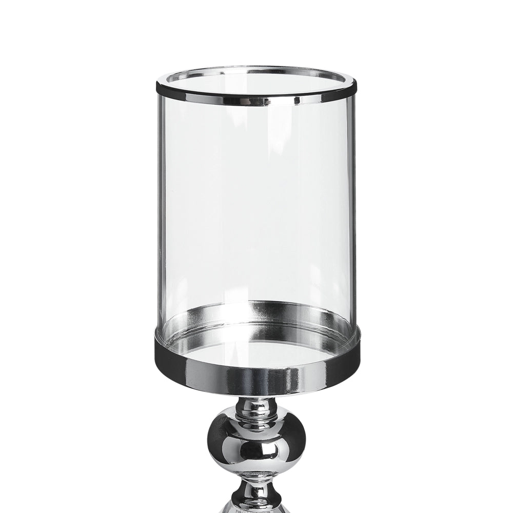 Portacandele Metallo Argento Vetro Glamour candeliere candelabro stile elegante tradizionale
