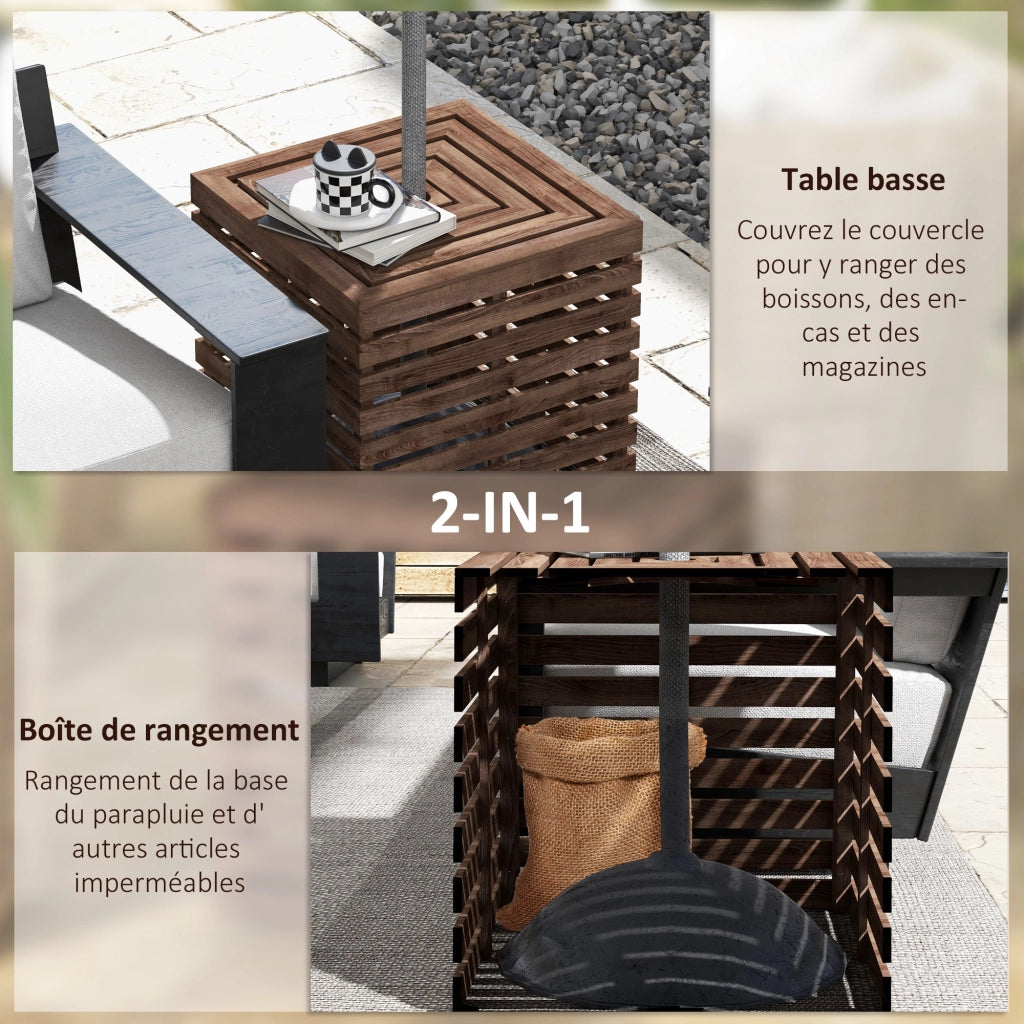 Coffre da giardino 2 in 1 con foro per ombrellone ¨C zephmum ¨C Legno