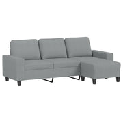 Divano | Divano da soggiorno | Sofa a 3 Posti con Poggiapiedi Grigio Chiaro 180cm in Tessuto