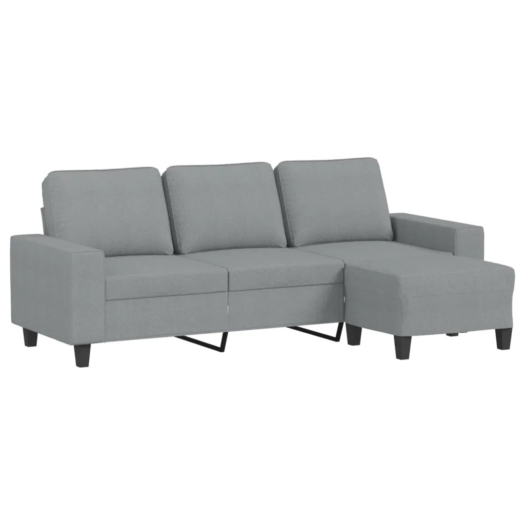 Divano | Divano da soggiorno | Sofa a 3 Posti con Poggiapiedi Grigio Chiaro 180cm in Tessuto