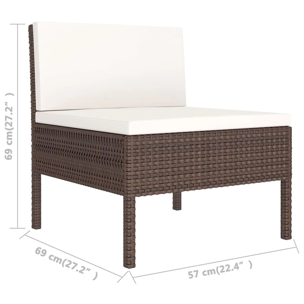 Set di mobili da giardino mobili da esterno 5 pezzi con cuscini resina intrecciata marrone 02_0016463