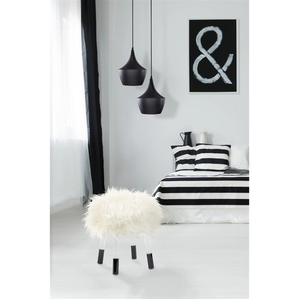 Pouf contenitore Laika 100 in ecopelliccia bianca