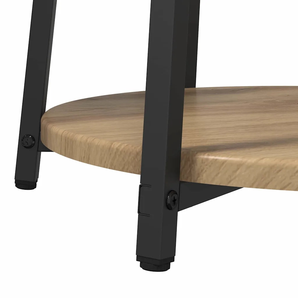 Set tavolini con lo scaffale 2 pcs Rovere Artigianale e Nero 869707