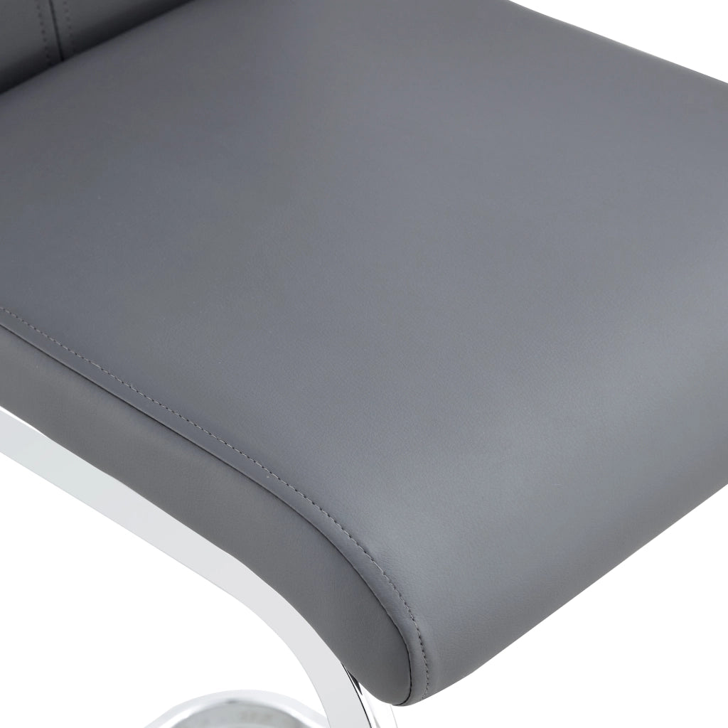 Sgabello da bar Set da 2 con Schienale e Poggiapiedi, Struttura in Metallo, per Cucina e Bancone, PU Grigio Scuro e Argento