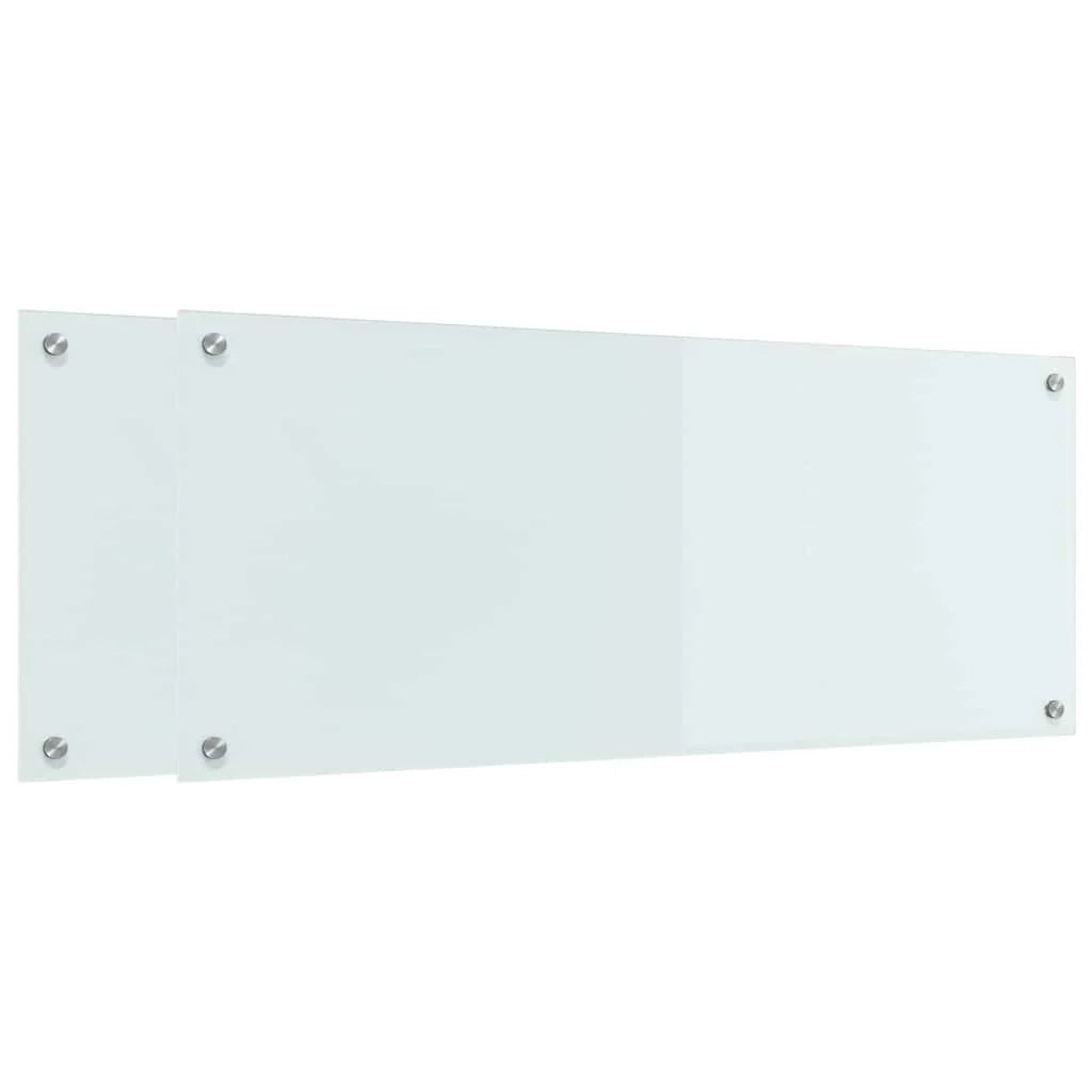 Set di 2 paraschizzi moderni per cucina resistenti al calore 100 x 40 cm in vetro temperato bianco 02_0056291