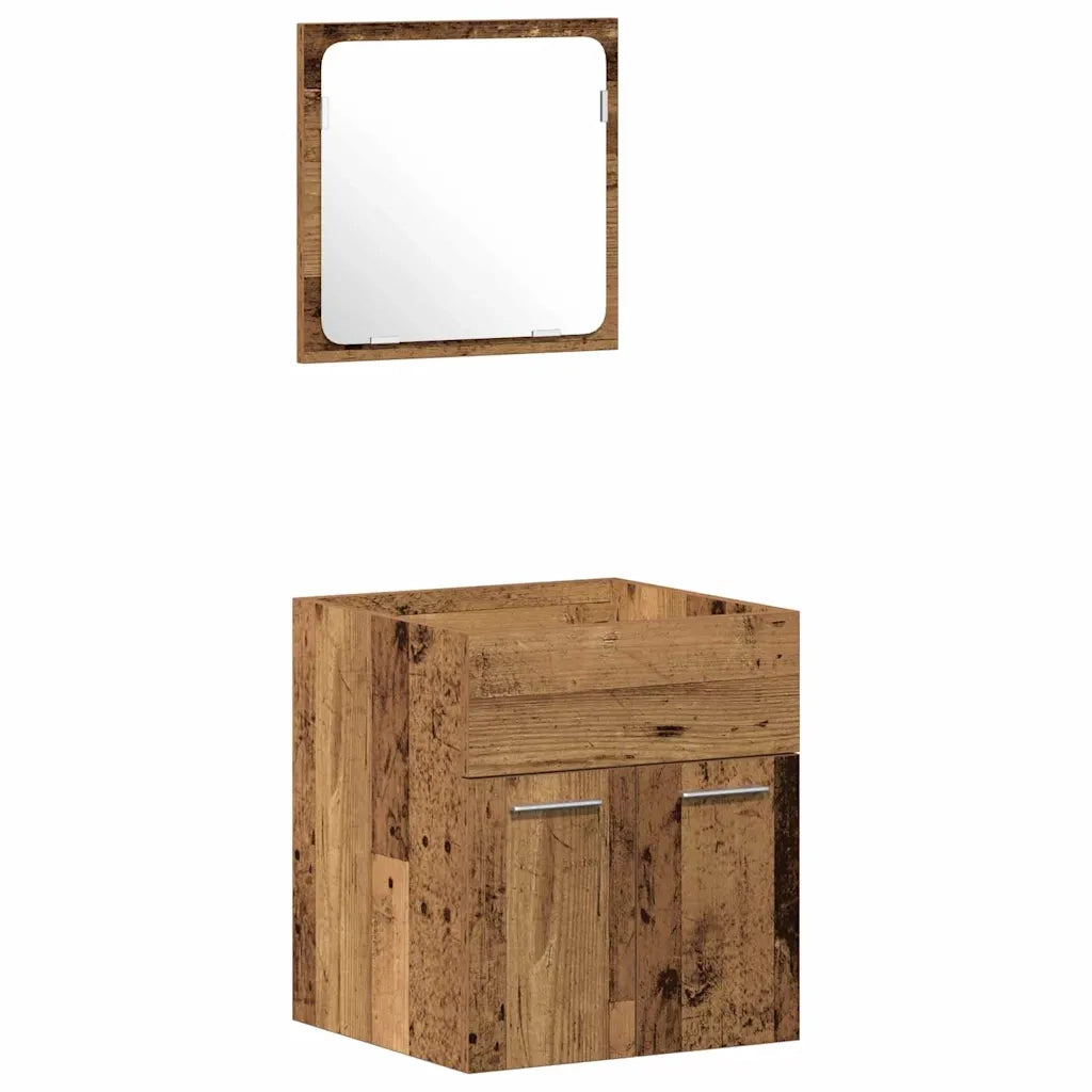 Set di mobili per il bagno con porta 4 pcs Legno vecchio 3332492