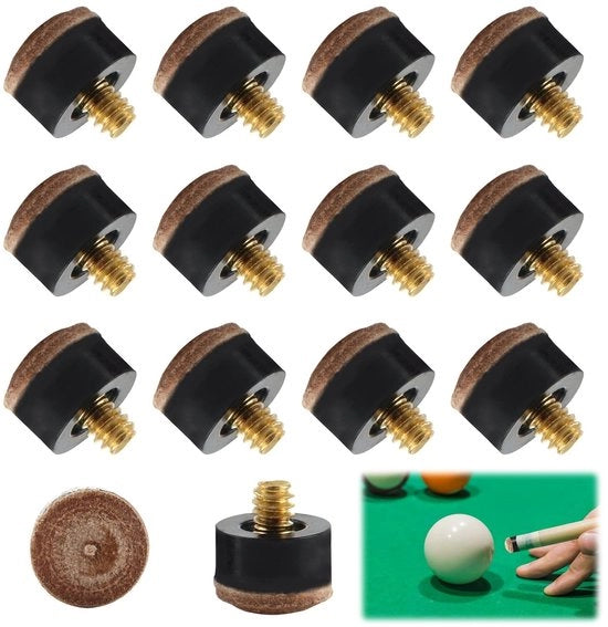 Punte per biliardo in pelle di alta qualità - 12 mm - punte a viti - alta durata - miglioramento dell'esperienza di gioco - adatto per biliardi...
