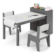 Set tavolo e sedie per bambini con 2 sedie-Set Tavolino per bambini per stanza giochi Grigio e Bianco