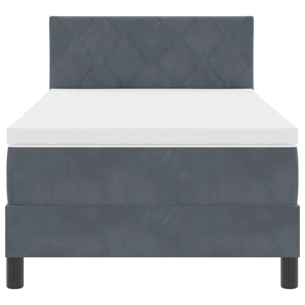 Letto Box Spring con Materasso Grigio Scuro 90x200 cm Velluto