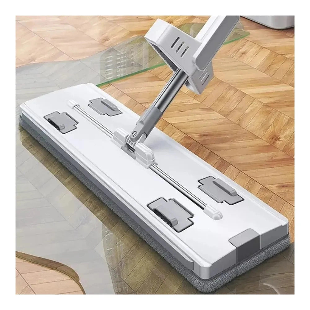 Trade Shop - Mocio Piatto Girevole A 360° Per Pulizia Lava Pavimenti Strizzatore Manico Regolabile -