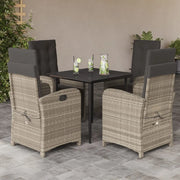 Set Pranzo da Giardino 5pz con Cuscini Grigio Chiaro Polyrattan 3212412
