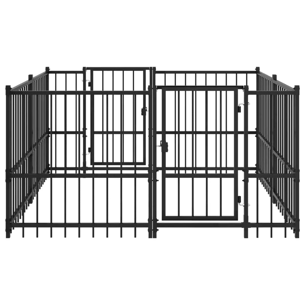 Recinto per cani all'aperto Nero 192 x 192 x 100 cm Acciaio 3467734