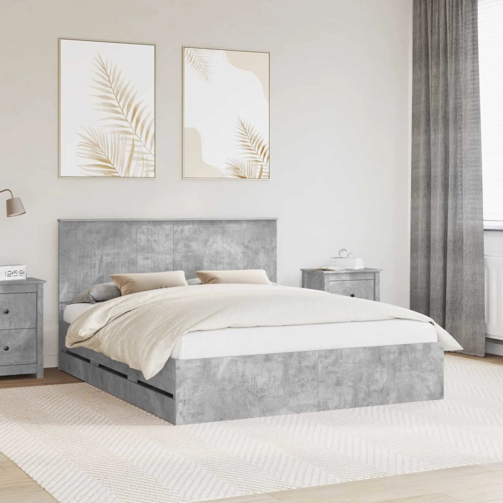 Letto matrimoniale | Letto per adulti | Struttura del letto con cassetto Grigio cemento 160 x 200 cm