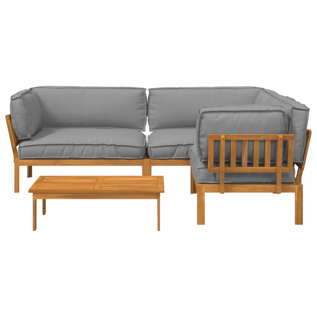 Set di divani con cuscino 4 pcs Grigio Legno di Acacia Massello 3418535