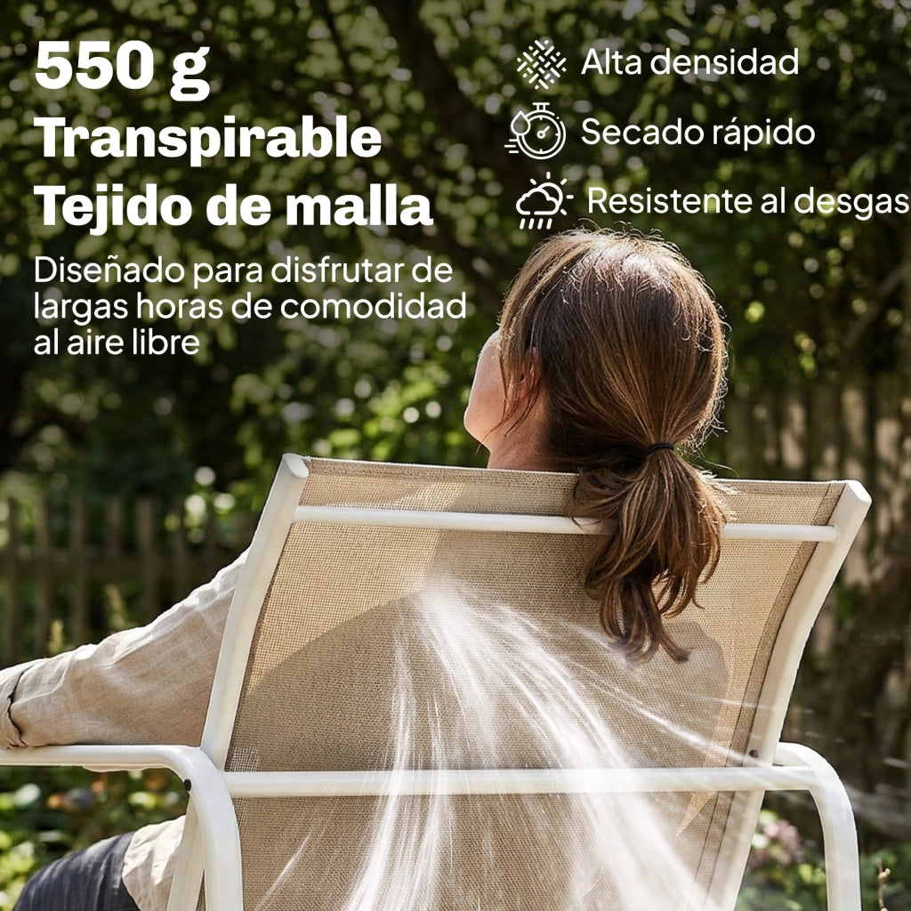 Set Giardino 4 Pezzi con Divano 2 Posti 2 Poltrone e Tavolo Vetro Temperato ¨C zephmum ¨C Tessuto Textilene Colore Cachi