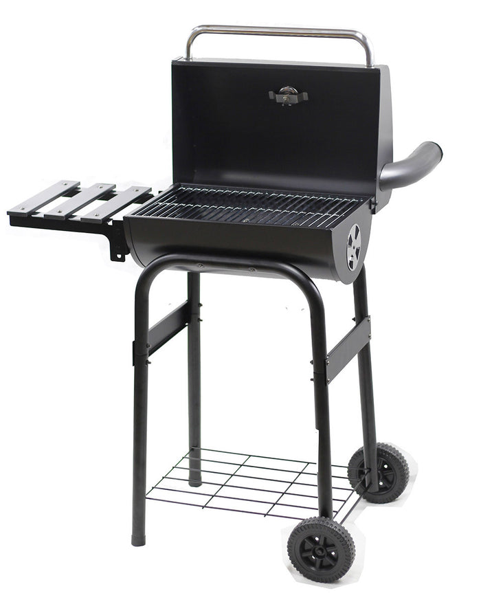 Barbecue a Carbone  con Affumicatore 84x48x116 cm in Acciaio con Ruote Saturnino