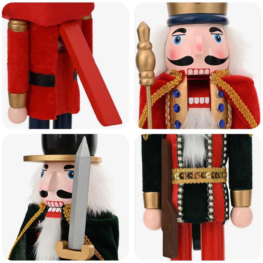 Schiaccianoci di Natale TURKU 4 pz Rosso e Nero 38 cm 42050869