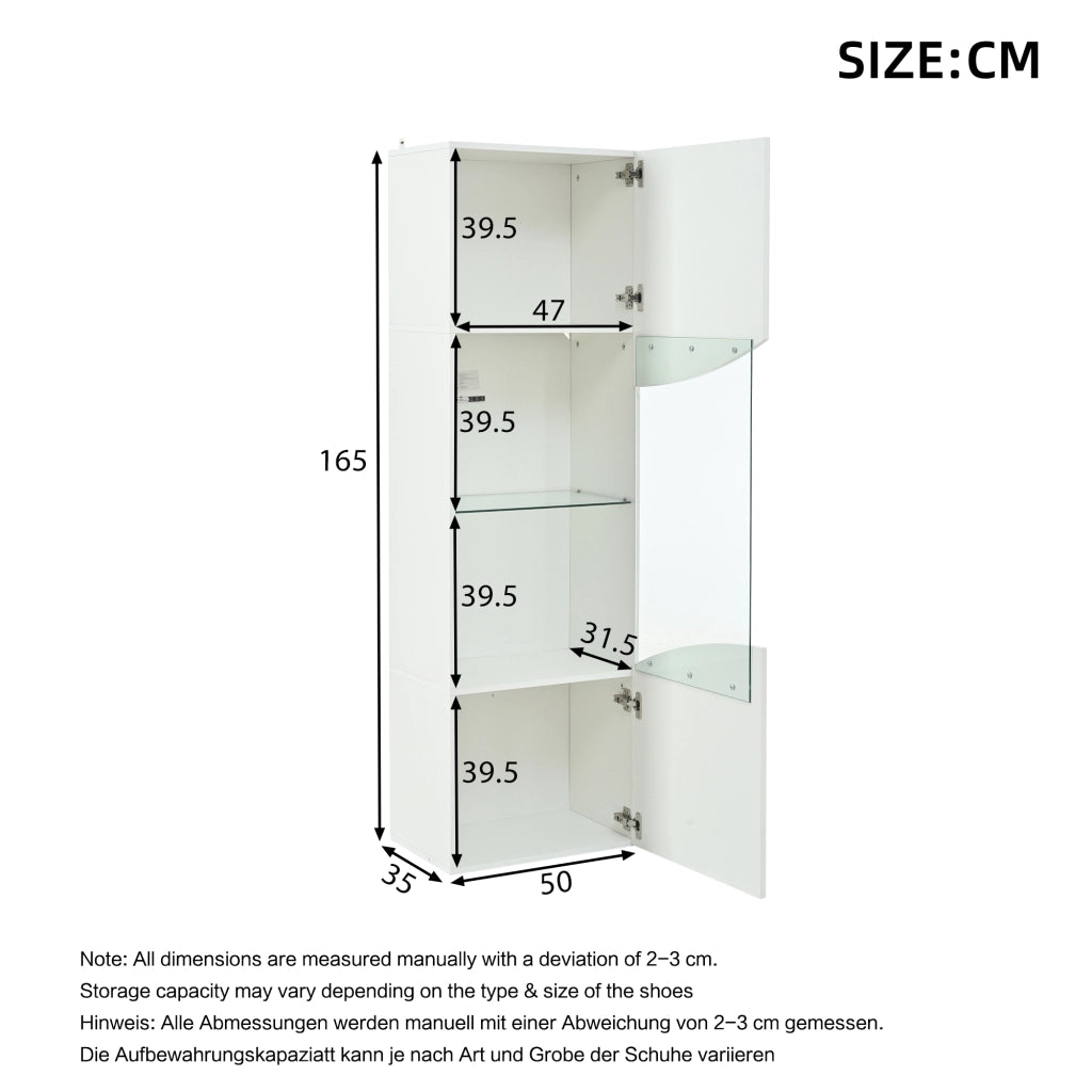 Vetrina Alta con Illuminazione LED ¨C MINIMAL ¨C Bianco Lucido 35x50x165cm