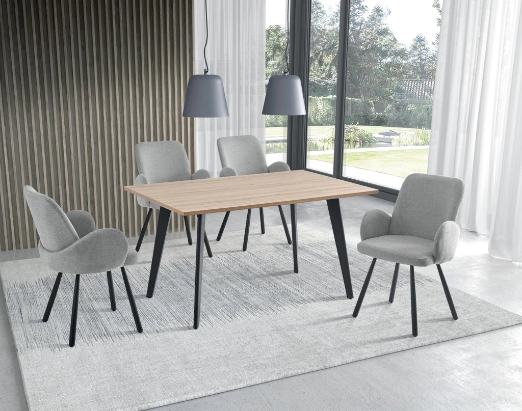 Set 2 sedie da pranzo Hispanohogar ferro e tessuto grigio 87×56×57 cm