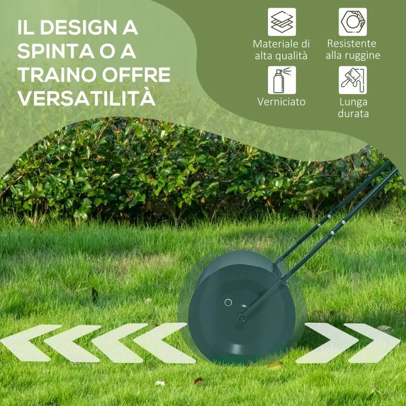 RULLO PER PRATO DA 63L DI CAPACITÓ CON LAMA RASCHIANTE, IN METALLO, 123X58X40 CM, VERDE SCURO
