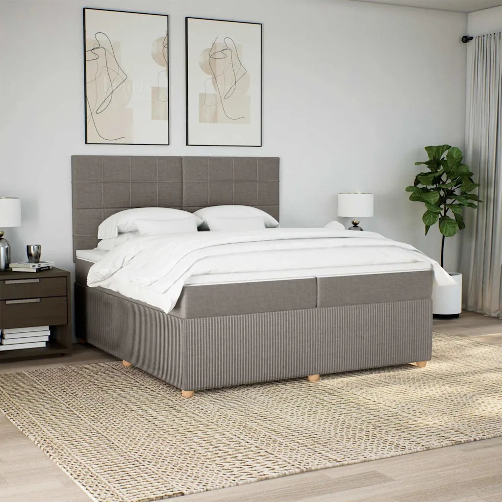 Giroletto a Molle con Materasso Tortora 200x200 cm in Tessuto
