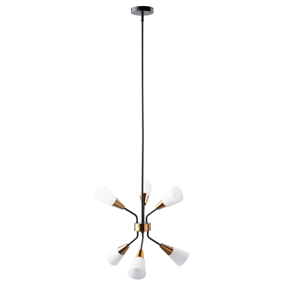 Lampada a Sospensione Montatura in Metallo dorato e Bianco Campana Paralumi Cavo Lungo Industrial