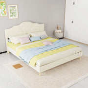 letto morbido tessuto e metallo beige 160 x 200 cm