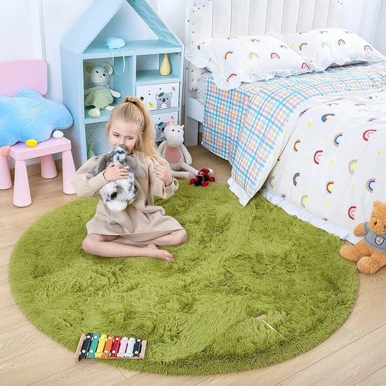 Tappeto soffice e lussuoso a pelo alto a forma rotonda per ambienti accoglienti per bambini e spazi abitativi