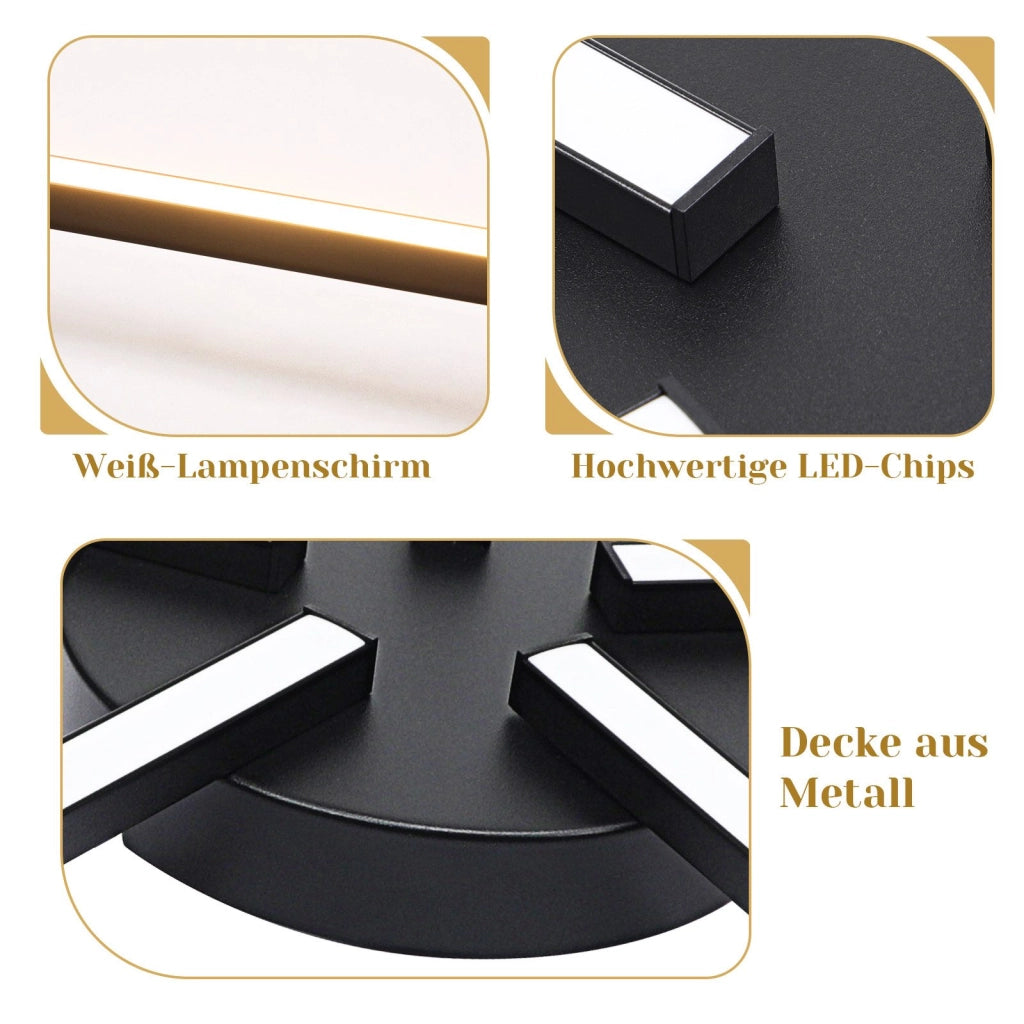 ZMH Lampada da soffitto LED nera 24W design moderno 3000K senza sovrapposizione per soggiorno e ufficio