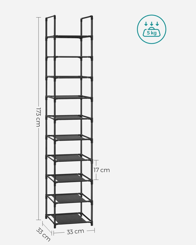 Scarpiera Valora Black Loft Style con 10 ripiani per corridoi e hall