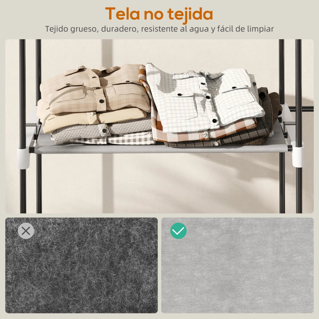 Armadio Aperto con Ripiani e Appendiabiti ¨C Zephmum ¨C Grigio 142x43x185 cm
