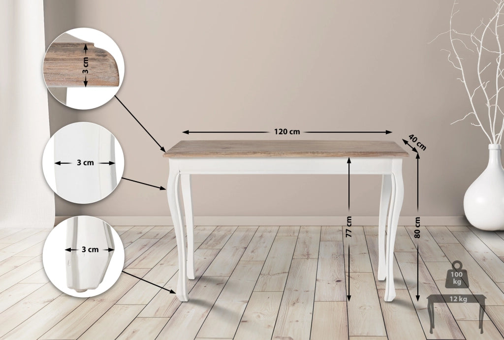 Tavolo console Balto Natura/bianco