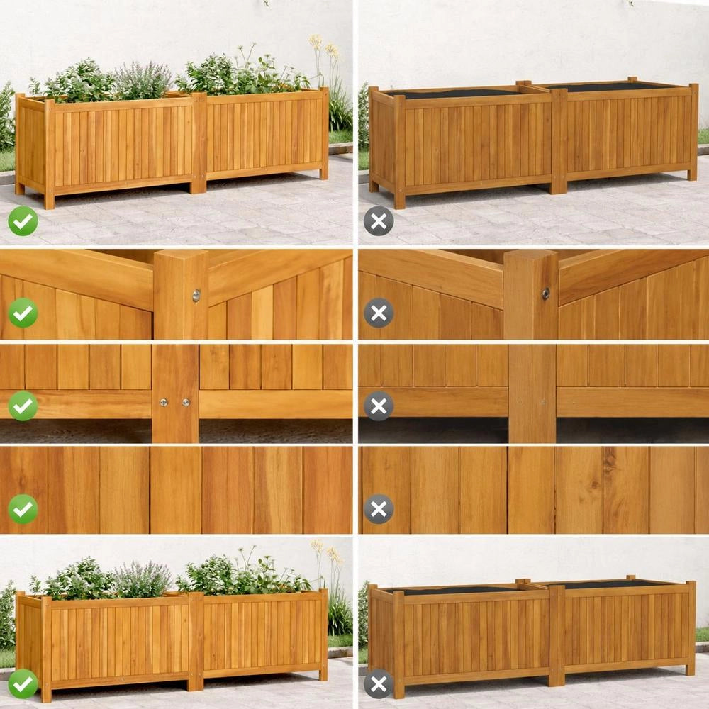 Plant Pot With Insert 153x38.5x50 Cm Solid Acacia Wood