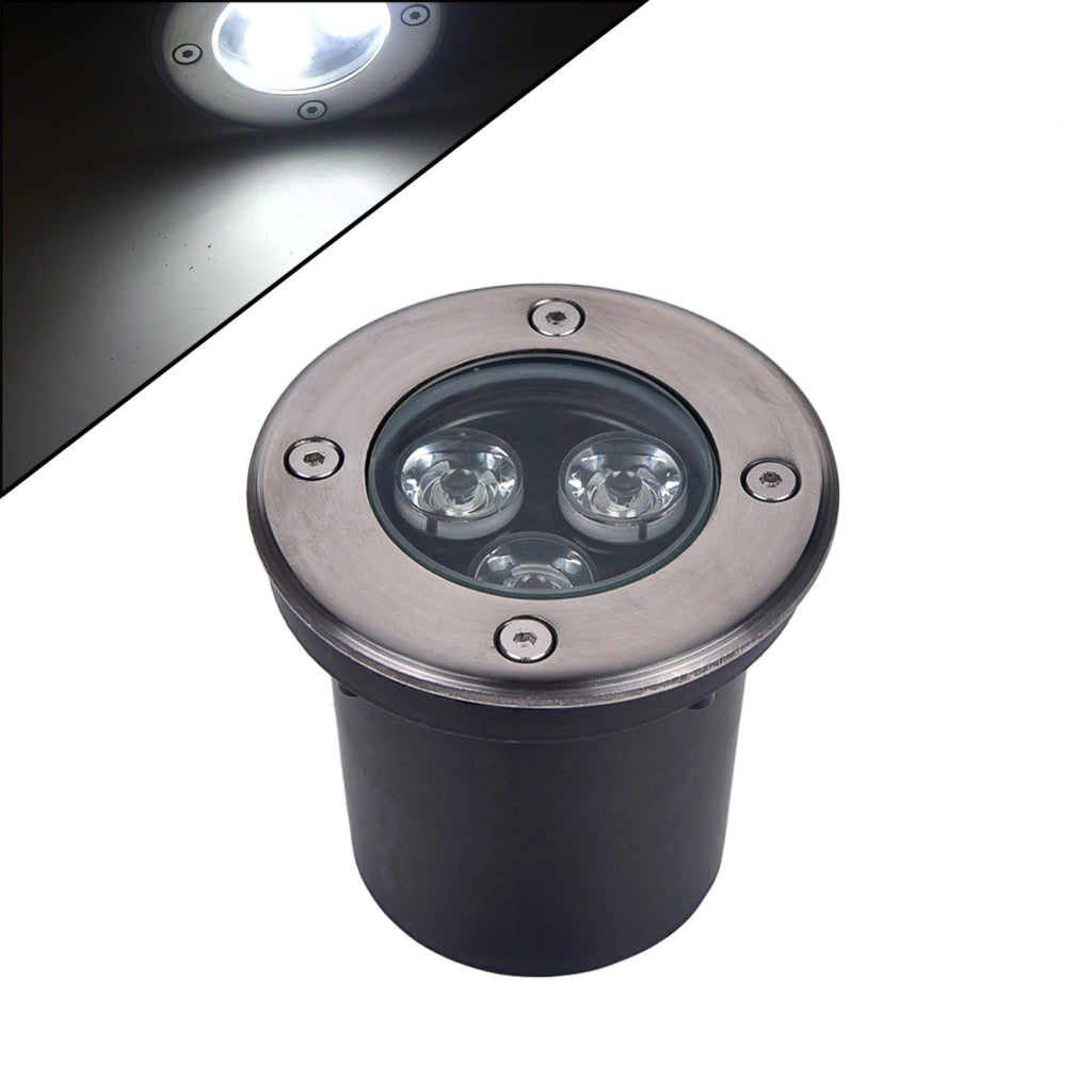 FARETTO INCASSO SEGNAPASSO LED CALPESTABILE 3W LUCE FREDDA 6500K° - ALTA RESISTENZA IP65 DESIGN MODERNO IN ACCIAIO E VETRO TEMPERATO