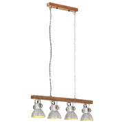 Lampada a Sospensione Industriale Argento E27 Legno di Mango 320521