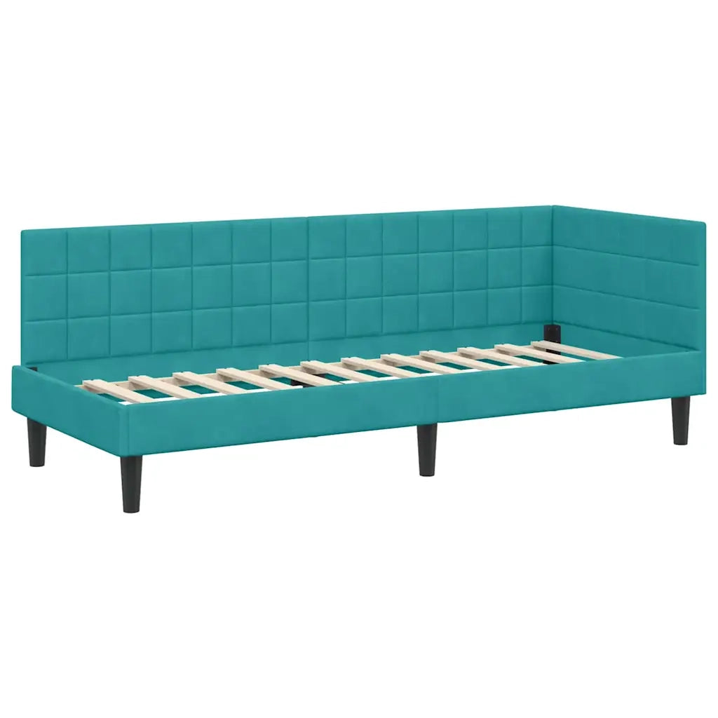 Struttura Letto Angolare con Materasso 2 pcs Turchese Velluto