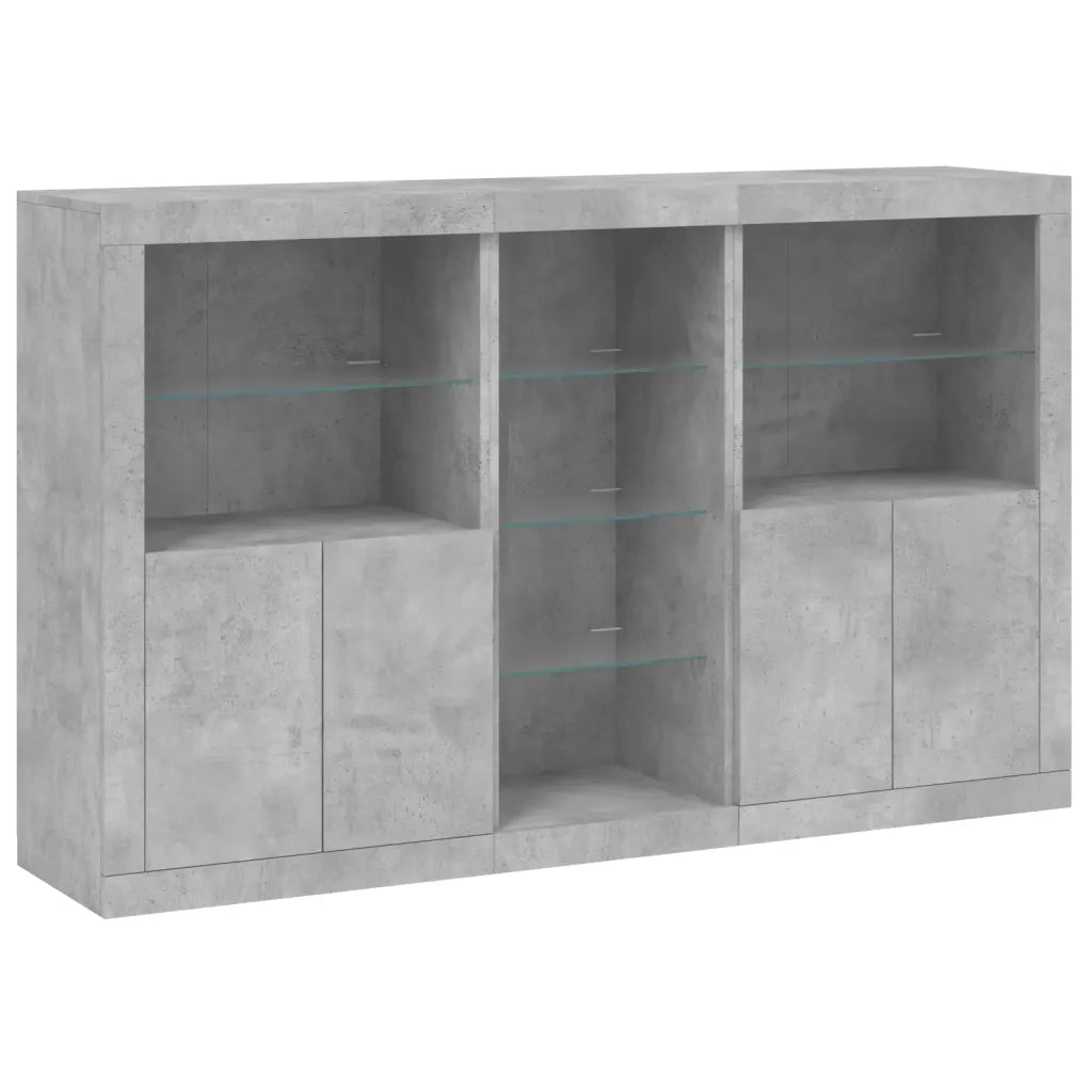 Credenza | Madia | Buffet da pranzo | Armadio da pranzo con Luci LED Grigio Cemento 162x37x100 cm