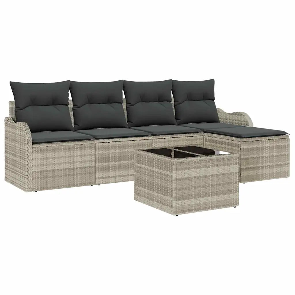 Set Divano da Giardino con cuscino 6 pcs Grigio Poly Rattan 3354341