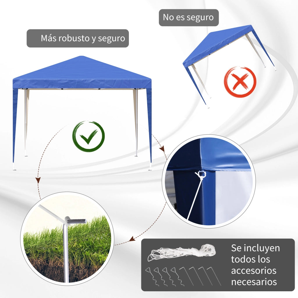 Gazebo Pieghevole 3x3 m ¨C Zephmum ¨C Blu con Toldo Anti-UV e Borsa