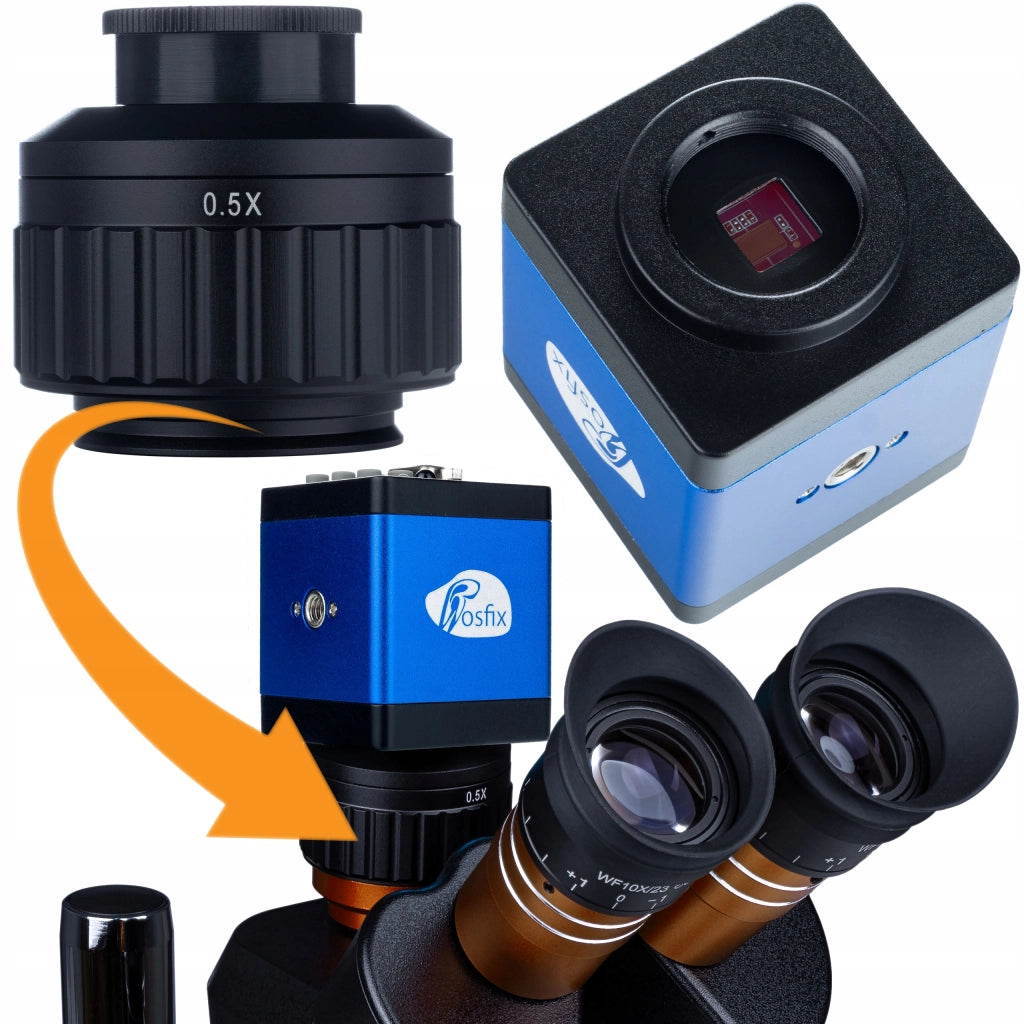 Set Microscopio Trinoculare Haumea PRO Black con Camera Draco Blue PRO HDMI – Zoom 6