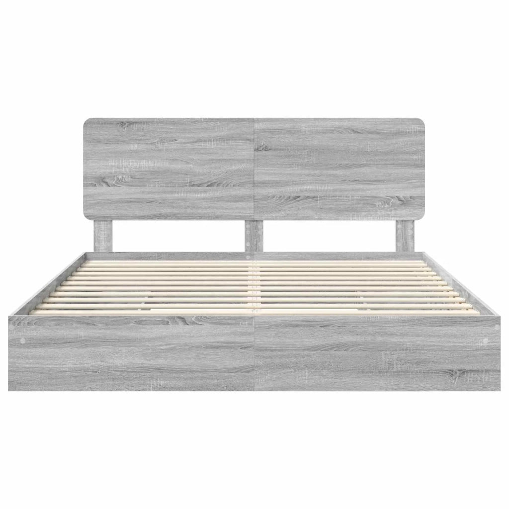 Letto con Contenitore con testiera Grigio Sonoma 200 x 200 cm