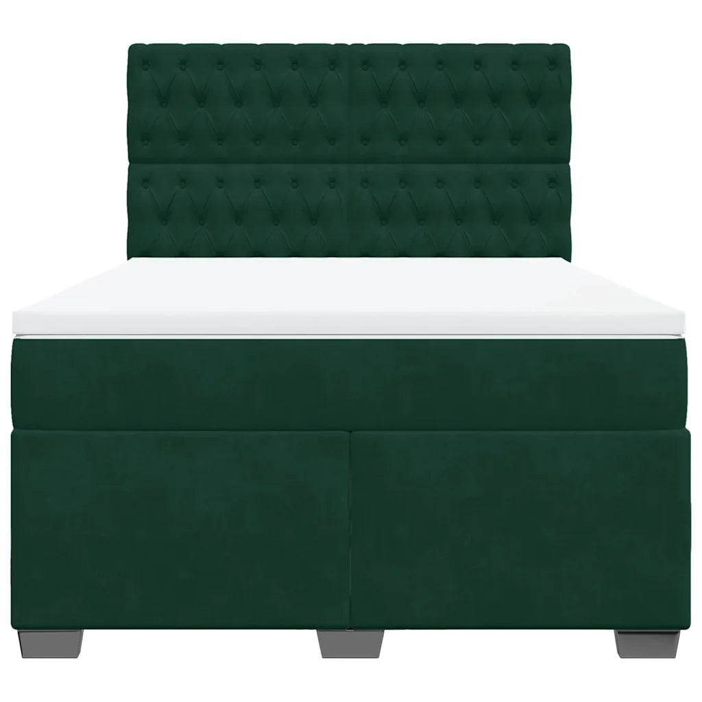 Giroletto a Molle con Materasso Verde Scuro 140x190 cm Velluto