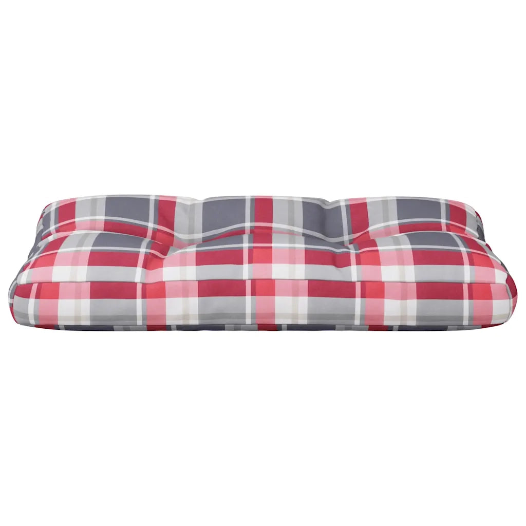 Cuscino per Pallet a Quadri Rossi 70x40x12 cm in Tessuto 360592