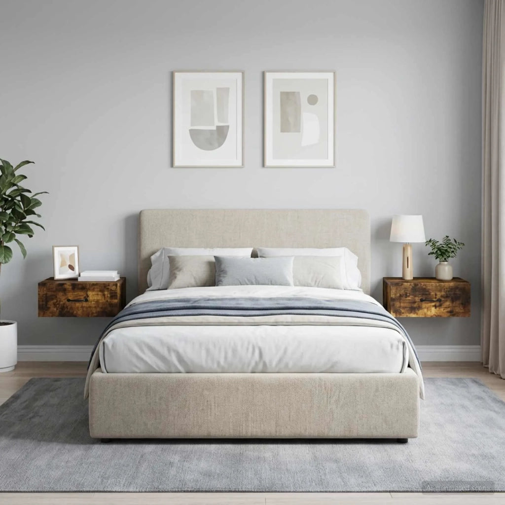 Mobiletto da notte a muro 2 pcs Rovere Fumo 49 x 34,5 x 20 cm 899306