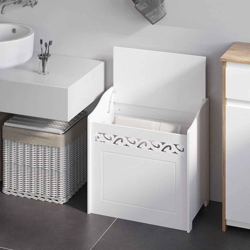 Mobiletto da Bagno in Legno con Vano Contenitore. 55x34x58 cm. Bianco